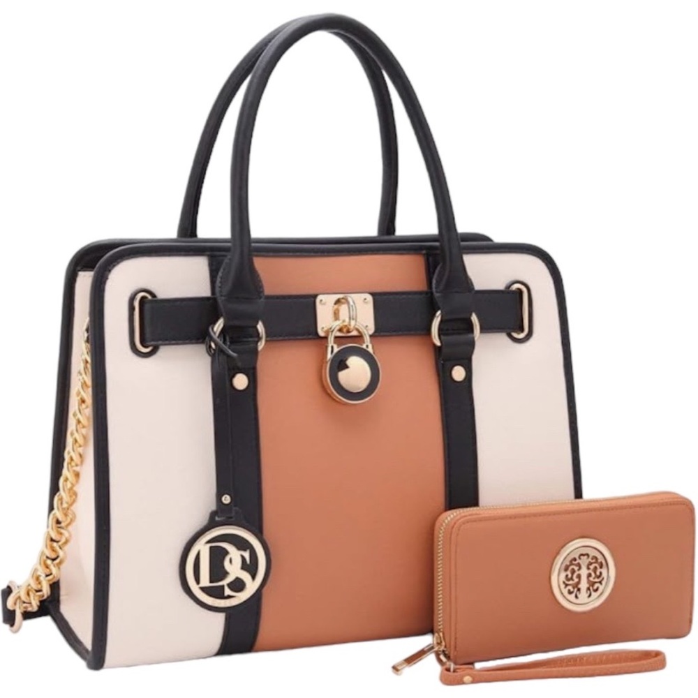 SOLD SOLD SOLD NWT D/S Designs Multi Neutral Tone Shoulder Bag Satchel Wallet - Picture 2 of 10